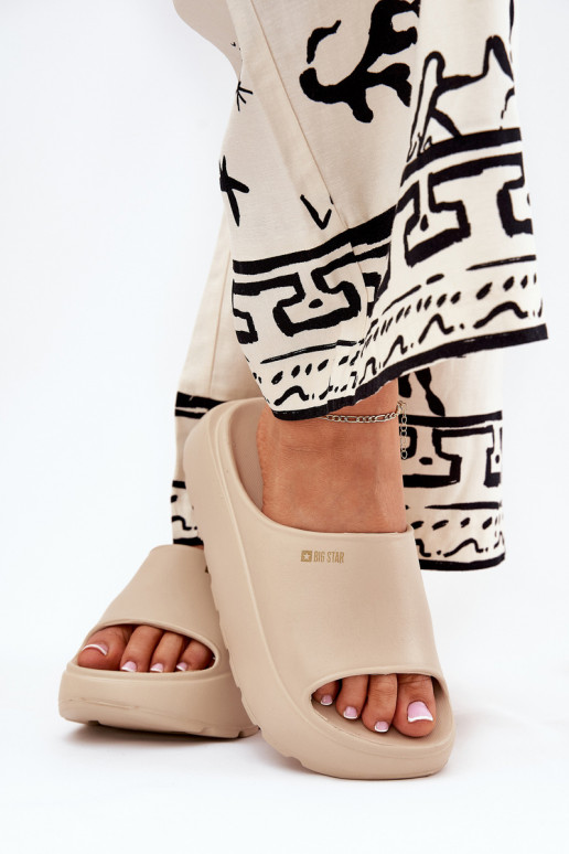  Moteriškos šlepetės su platforma Big Star RR274A569 smėlio spalvos