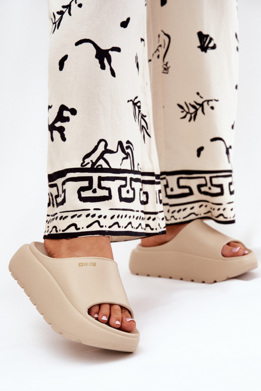  Moteriškos šlepetės su platforma Big Star RR274A569 smėlio spalvos