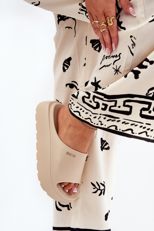  Moteriškos šlepetės su platforma Big Star RR274A569 smėlio spalvos