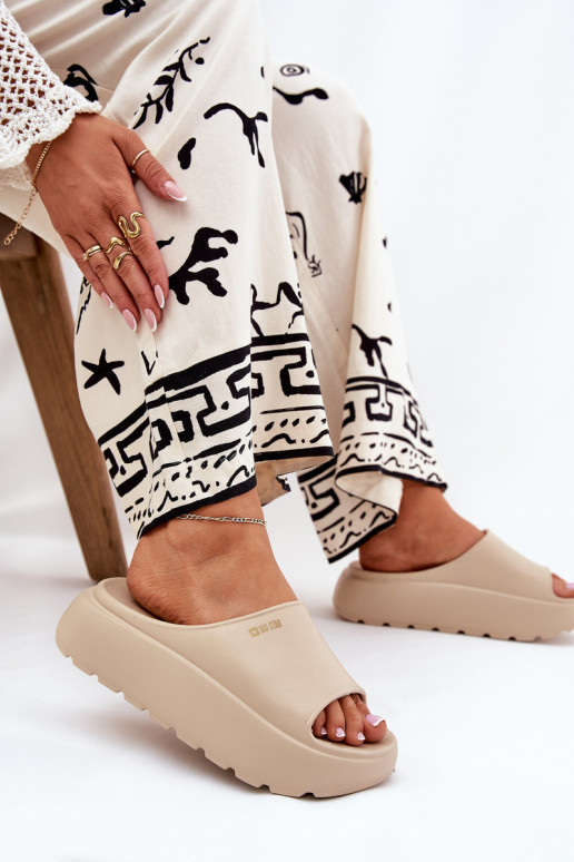  Moteriškos šlepetės su platforma Big Star RR274A569 smėlio spalvos