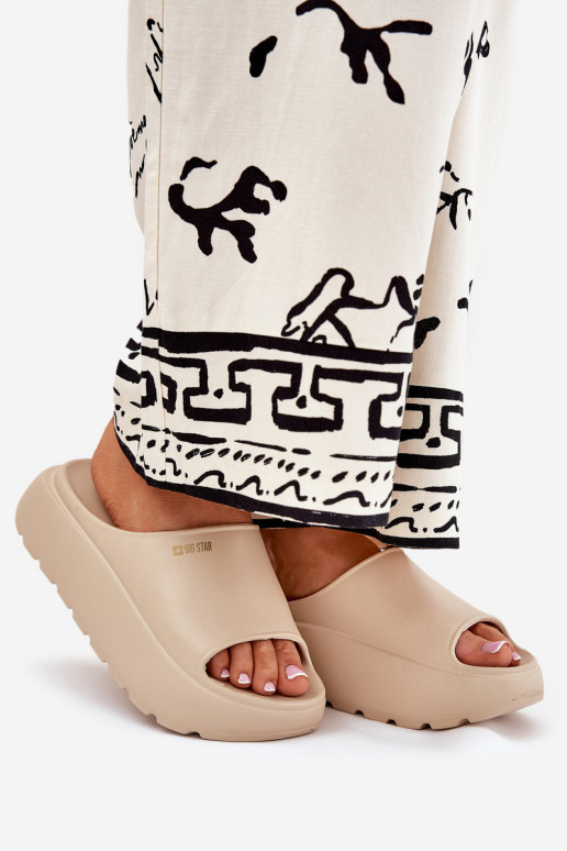  Moteriškos šlepetės su platforma Big Star RR274A569 smėlio spalvos