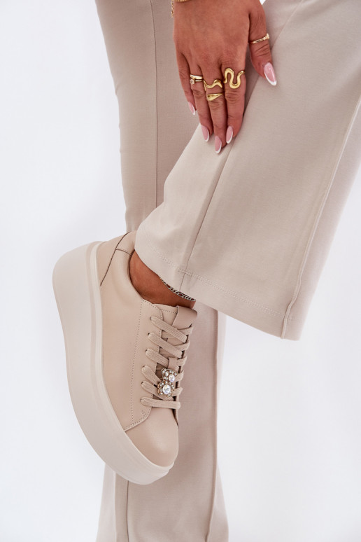   sportiniai bateliai  su platforma Z Przypinką Vinceza 39922 smėlio spalvos