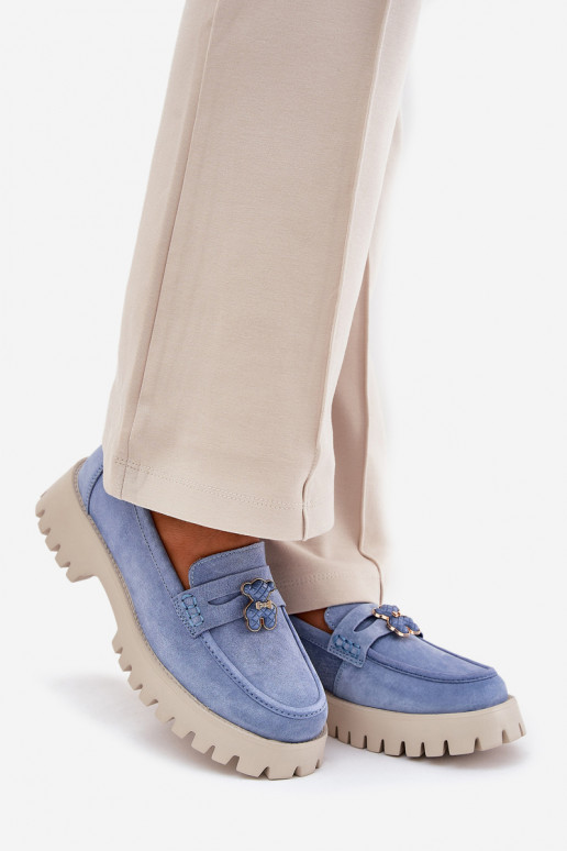 Zomšiniai mokasinai  Z Przypinką Meškiukai Vinceza 79533 mėlynos spalvos