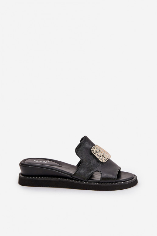 Moteriškos šlepetės  Eko   su ornamentais Juodos spalvos Sarela