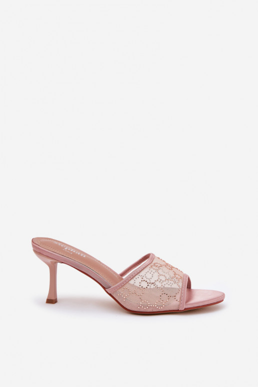 Dekoruotos Šlepetės su plonais kulniukais Szampańskie Ennoriel