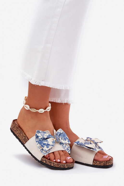  Šlepetės su kaspinais su platforma mėlynos spalvos Lisandrea