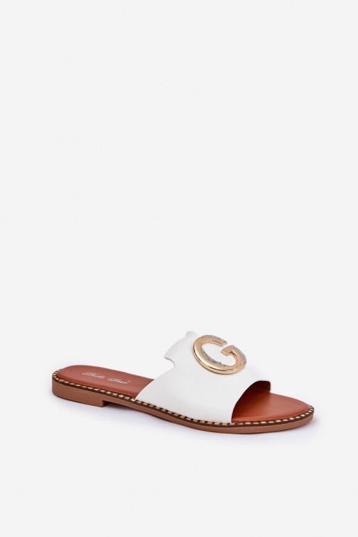 Eko   lygiapadžiai Moteriškos šlepetės  Detalem baltos spalvos Frelie