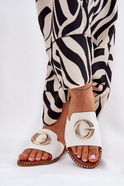 Eko   lygiapadžiai Moteriškos šlepetės  Detalem baltos spalvos Frelie