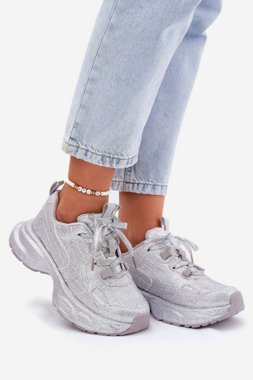  modelio batai  Dekoruotos Cyrkoniami sidabro spalvos Porrot