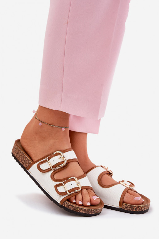  Moteriškos šlepetės su platforma su sagtimis baltos spalvos Osoffe