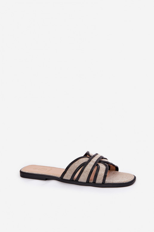  Šlepetės  smėlio spalvos-Juodos spalvos Scazze