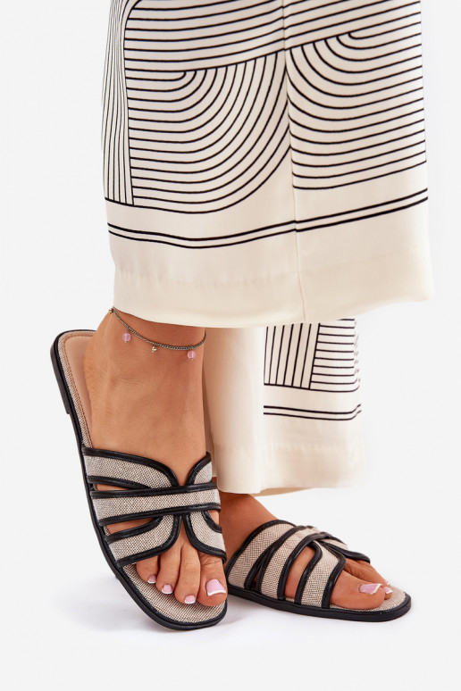  Šlepetės  smėlio spalvos-Juodos spalvos Scazze