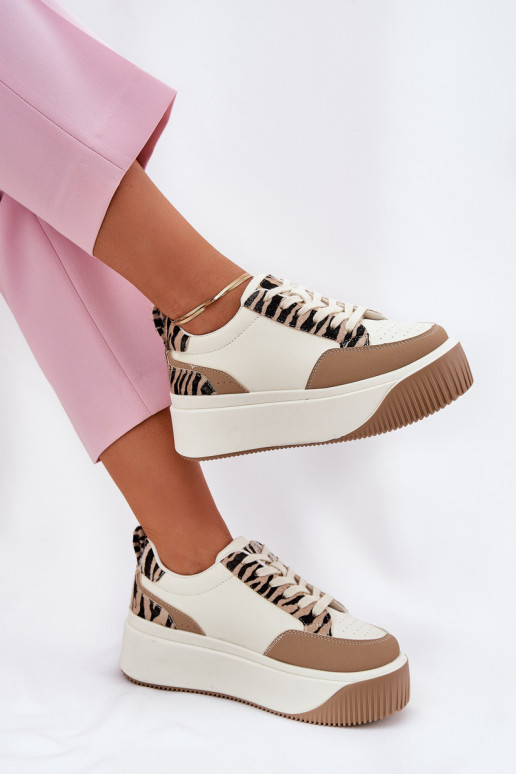 modelio batai  su platforma Zebra smėlio spalvos Tamorniel  modelio batai  su platforma Zebra smėlio spalvos Tamorniel