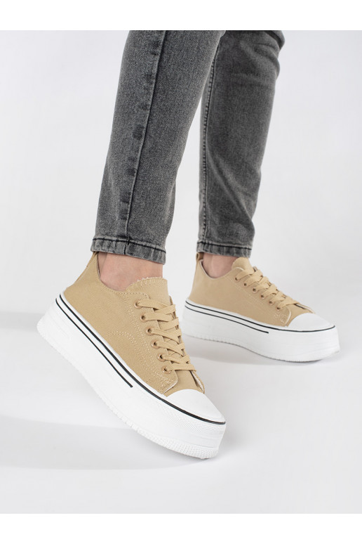 Smėlio spalvos sportiniai bateliai  su masyviu kulnu Smėlio spalvos sportiniai bateliai  su masyviu kulnu