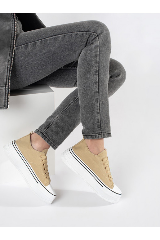 Smėlio spalvos sportiniai bateliai  su masyviu kulnu Smėlio spalvos sportiniai bateliai  su masyviu kulnu