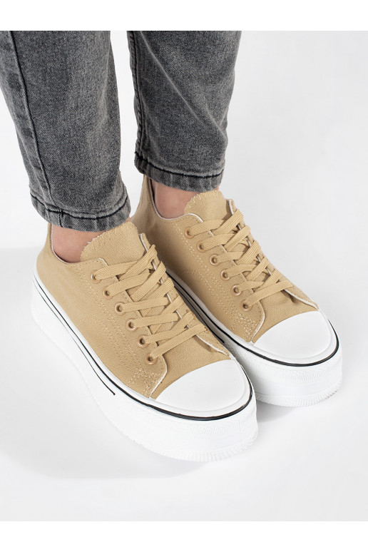 Smėlio spalvos sportiniai bateliai  su masyviu kulnu Smėlio spalvos sportiniai bateliai  su masyviu kulnu