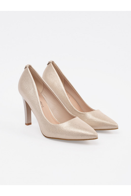 smėlio spalvos  aukštakulniai su plonu kulniuku