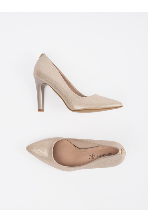 smėlio spalvos  aukštakulniai su plonu kulniuku