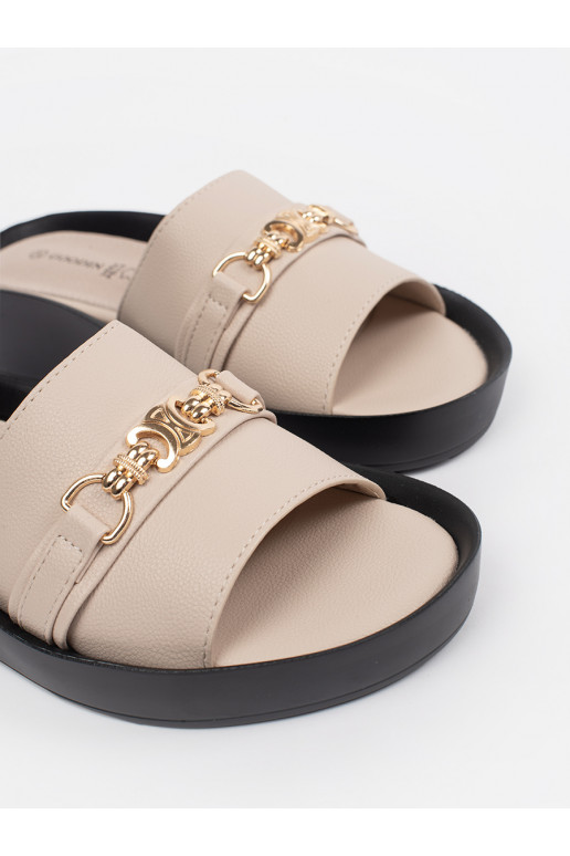 smėlio spalvos Šlepetės   su grandinėle