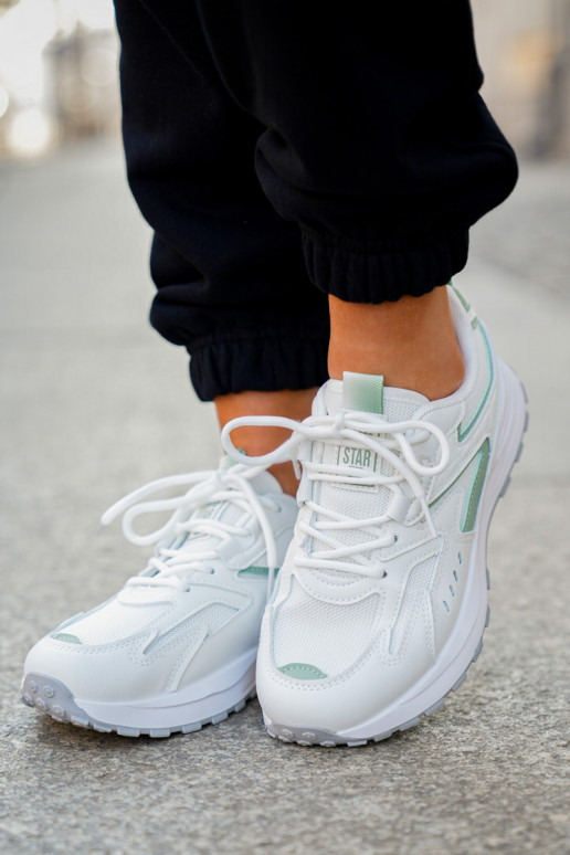 Moteriški sportiniai bateliai baltos-žalios spalvų