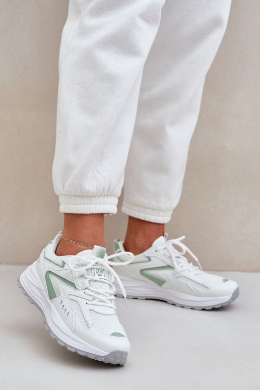 Moteriški sportiniai bateliai baltos-žalios spalvų