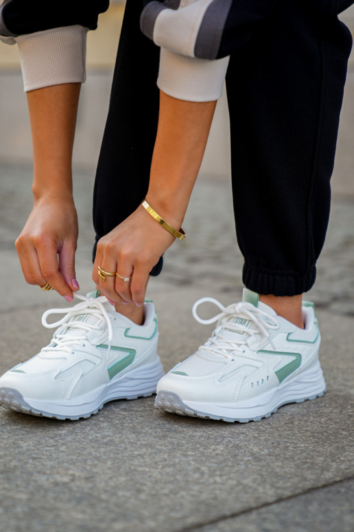 Moteriški sportiniai bateliai baltos-žalios spalvų