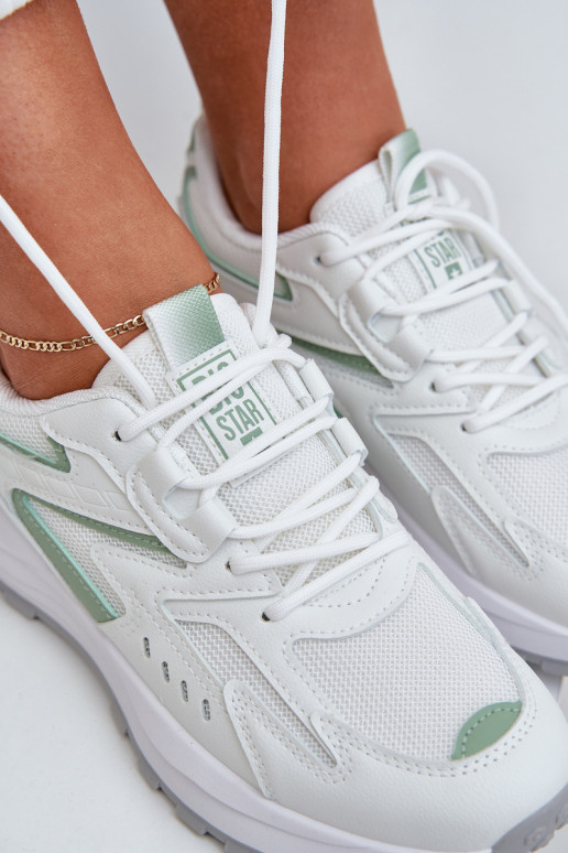 Moteriški sportiniai bateliai baltos-žalios spalvų