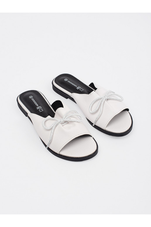 baltos spalvos Šlepetės  płaksie su bantuku baltos spalvos Šlepetės  płaksie su bantuku