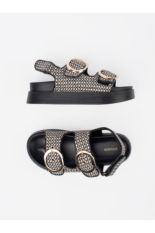 basutės su platforma juodos-białą kratkę basutės su platforma juodos-białą kratkę