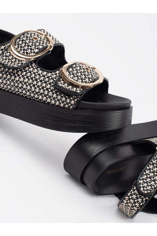 basutės su platforma juodos-białą kratkę basutės su platforma juodos-białą kratkę