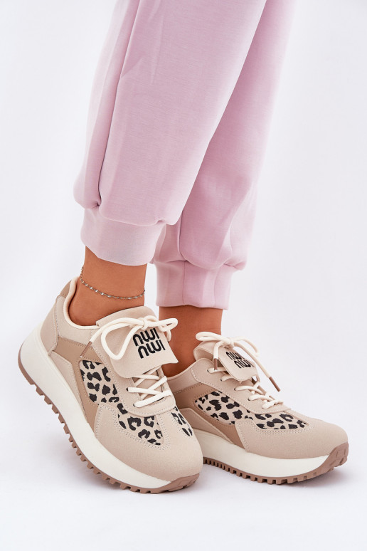 sportiniai bateliai Moteriškas su platforma su leopardo kailio raštais smėlio spalvos Pumbes