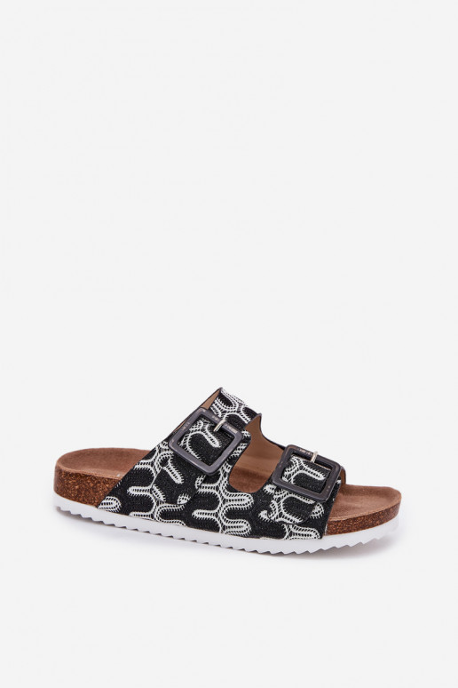 Moteriškos šlepetės su sagtimis  S.Barski RB51-006 Juodos spalvos