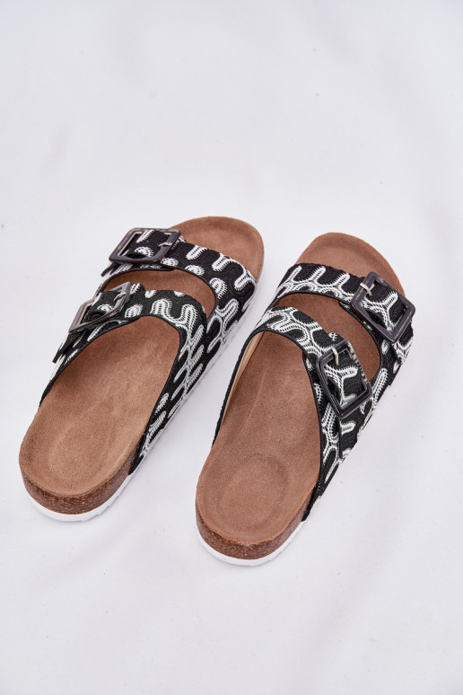 Moteriškos šlepetės su sagtimis  S.Barski RB51-006 Juodos spalvos