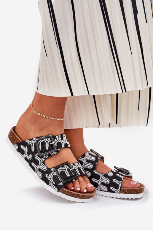 Moteriškos šlepetės su sagtimis  S.Barski RB51-006 Juodos spalvos