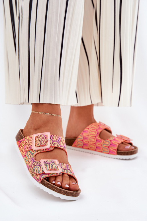 Moteriškos šlepetės su sagtimis  S.Barski RB51-006 oranžinės spalvos