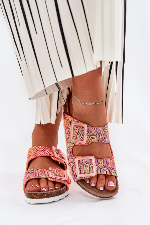 Moteriškos šlepetės su sagtimis  S.Barski RB51-006 oranžinės spalvos