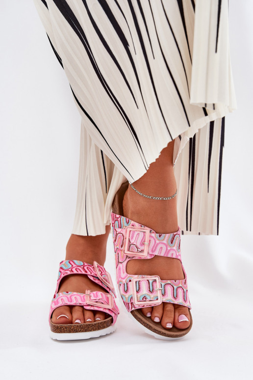 Moteriškos šlepetės su sagtimis  S.Barski RB51-006 rožinės spalvos