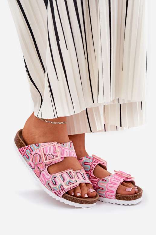 Moteriškos šlepetės su sagtimis  S.Barski RB51-006 rožinės spalvos