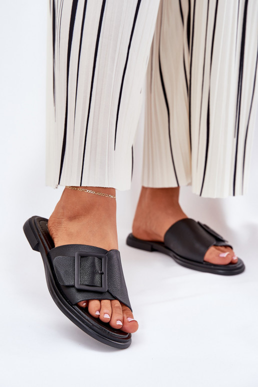 Šlepetės  su sagtimis D&A SJ2302-01 Juodos spalvos