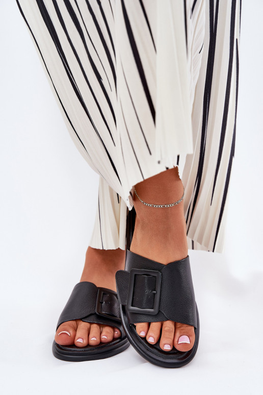 Šlepetės  su sagtimis D&A SJ2302-01 Juodos spalvos