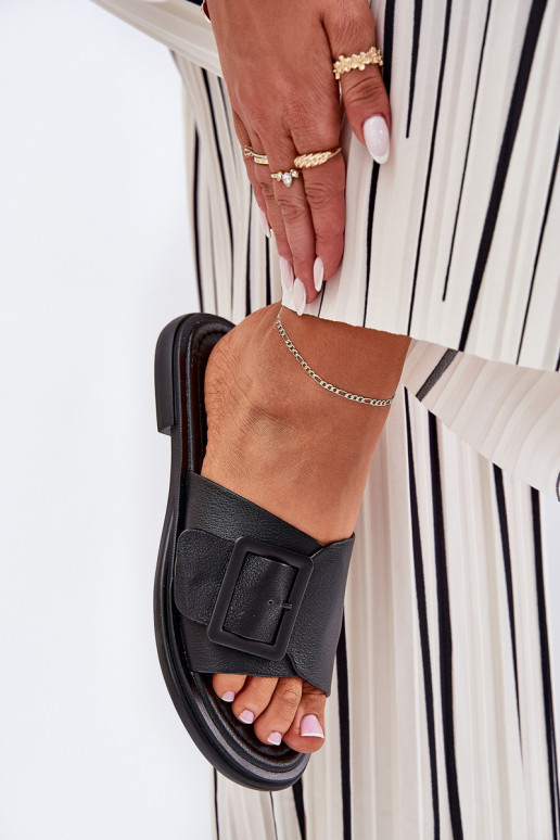 Šlepetės  su sagtimis D&A SJ2302-01 Juodos spalvos