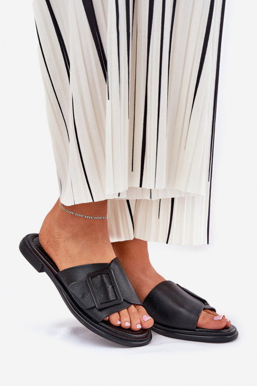 Šlepetės  su sagtimis D&A SJ2302-01 Juodos spalvos