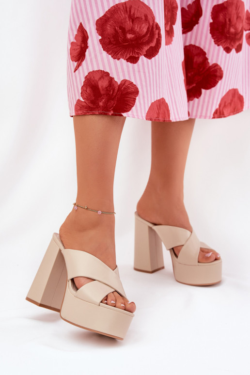 Moteriškos šlepetės su platforma I  smėlio spalvos Lenobos