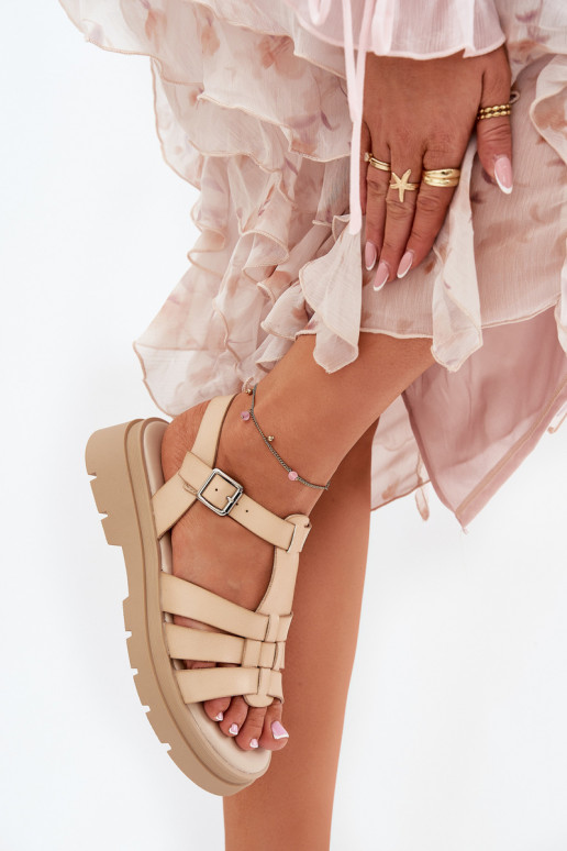 Eko Moteriškos basutės  su platforma smėlio spalvos Nendales