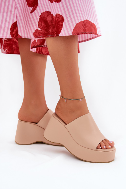 Eko Šlepetės  su platforma I Koturnie smėlio spalvos Kisoffi