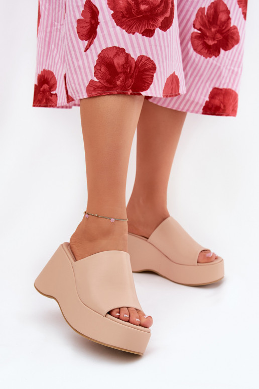 Eko Šlepetės  su platforma I Koturnie smėlio spalvos Kisoffi