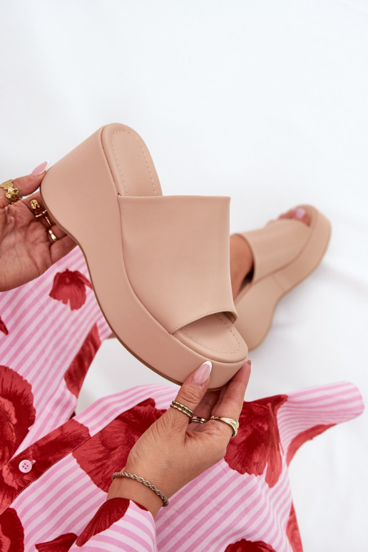 Eko Šlepetės  su platforma I Koturnie smėlio spalvos Kisoffi