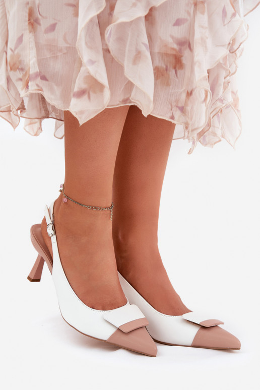 Elegantiško stiliaus aukštakulniai bateliai su ornamentais Eko   baltos spalvos Ottoles