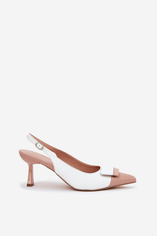 Elegantiško stiliaus aukštakulniai bateliai su ornamentais Eko   baltos spalvos Ottoles