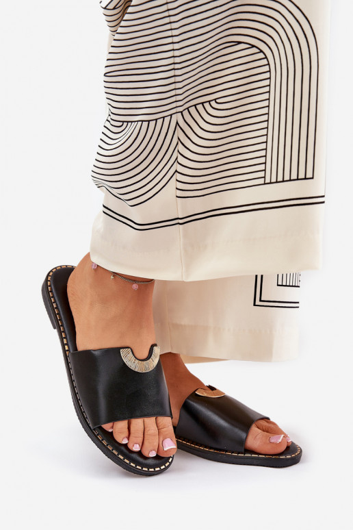 Moteriškos šlepetės Eko    Detalami Juodos spalvos Mevith